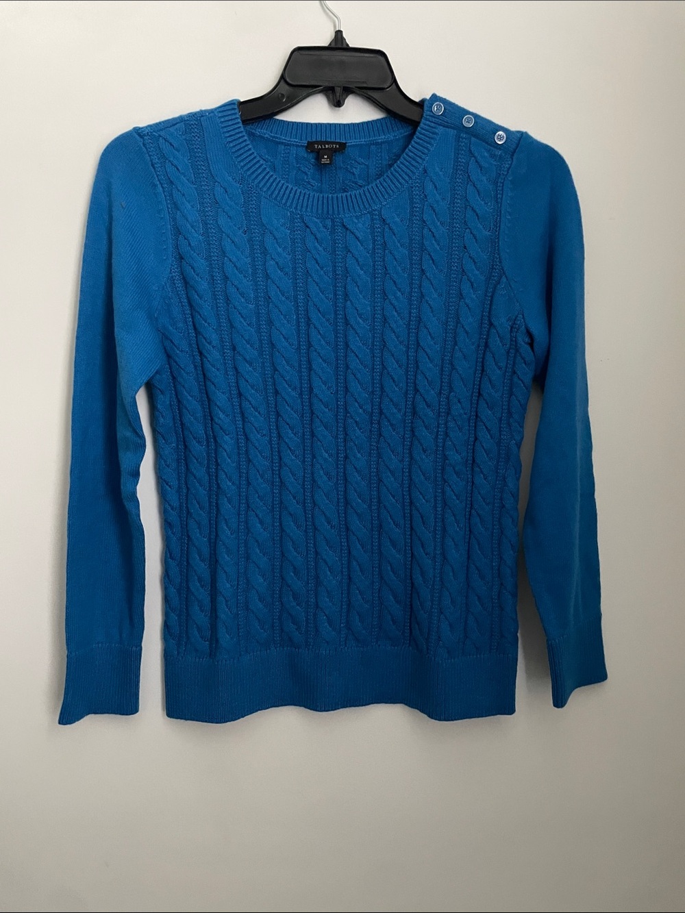 Talbots Soft Cable Knit Crewneck Sweater Women’s Medium Blue